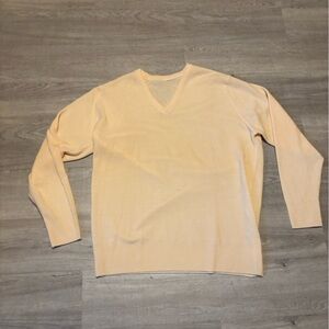 Lambswool Sweater Mens XL Butter Yellow Spring Lightweight Made In Britain